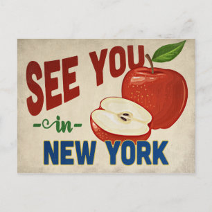 New York Apfel - Vintage Reise Postkarte