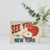 New York Apple - Vintage Travel Postkarte (Stehend Vorderseite)