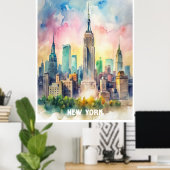New York Aquarellbilder Poster (Heimbüro)