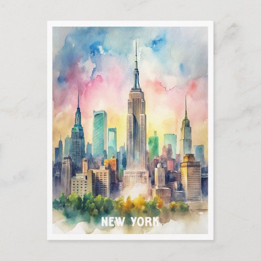 New York Aquarellbilder Postkarte (Vorderseite)