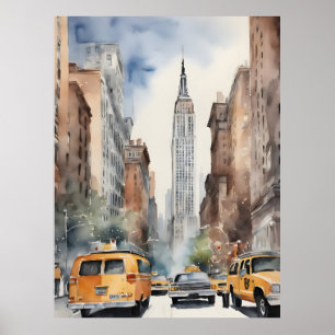 New York Aqucolor Art Poster