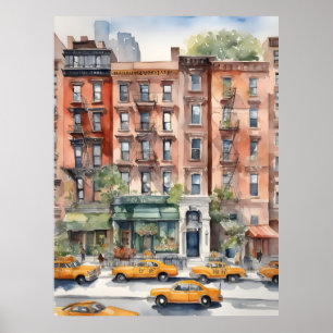 New York Aqucolor Art Poster