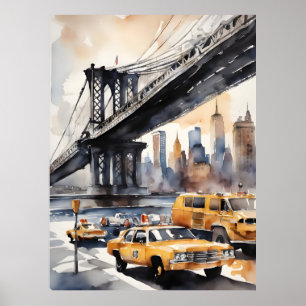 New York Aqucolor Art Poster