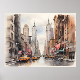 New York Aqucolor Art Poster