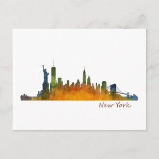 New York Aqucolor Skyline Postkarte