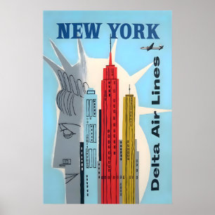 New York Art Statue Of Liberty Druck Delta Reise Poster