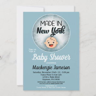 New York Baby Shower Funny Blue Boys Einladung