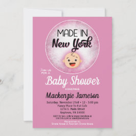 New York Baby Shower Funny Pink Girls Einladung