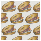 New York Bagel Capers Cream Cheese Lox Onions Stoff (Nahaufnahme)