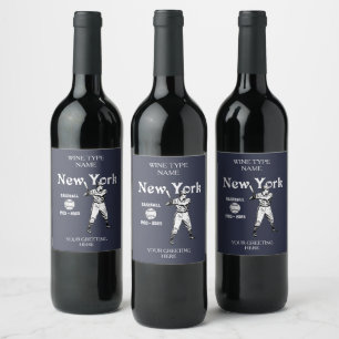 New York Baseball 2023 Retro Weinetikett