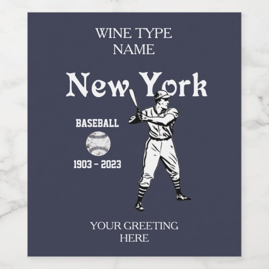 New York Baseball 2023 Retro Weinetikett (Einzelnes Label)