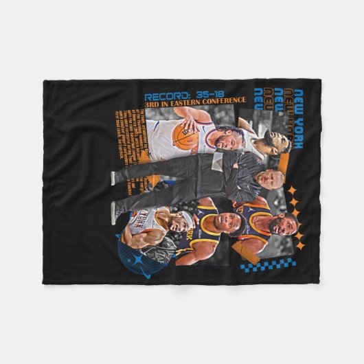 New York Basketball Team Squad Design Fleecedecke (Vorderseite (Horizontal))