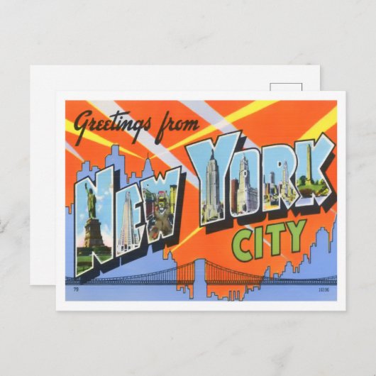 New York Big Letters Postcard Postkarte (Vorne/Hinten)