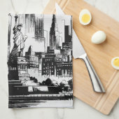 New York Black and White Geschirrtuch (Viertel Falte)