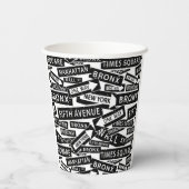 New York Black and White Pattern Pappbecher (Rückseite)