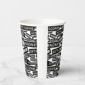 New York Black and White Pattern Pappbecher (Links)