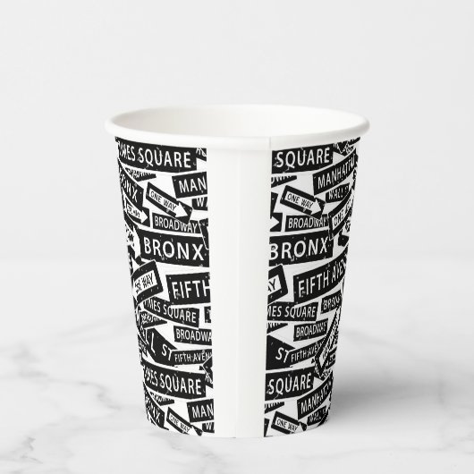 New York Black and White Pattern Pappbecher (Rechts)