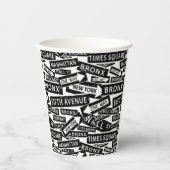 New York Black and White Pattern Pappbecher (Vorderseite)