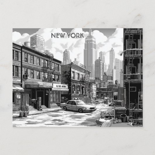 New York Black and White Travel Manhattan Postkarte (Vorderseite)