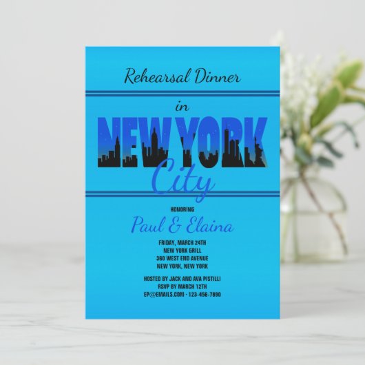 New York: Blaue Einladung (Stehend Vorderseite)