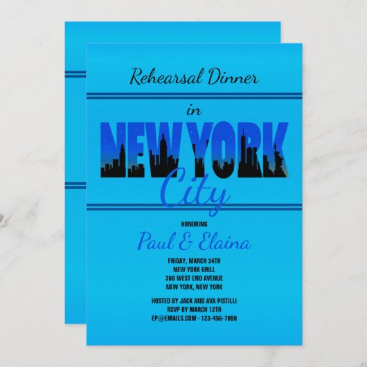 New York: Blaue Einladung (Vorne/Hinten)