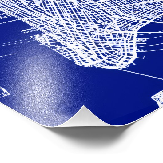 New York Blueprint Map Poster Coordinates Wall Art (Ecke)