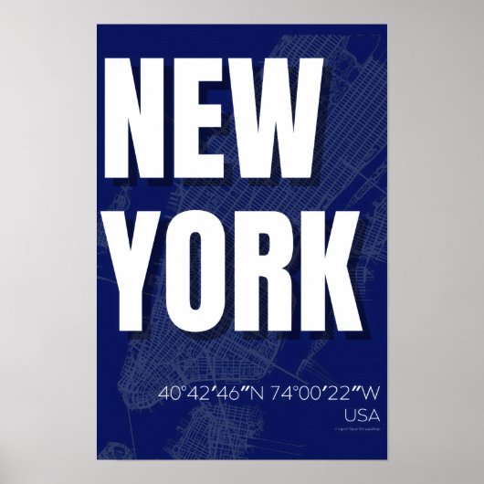 New York Blueprint Stadtplanposter Minimal Poster (Vorne)