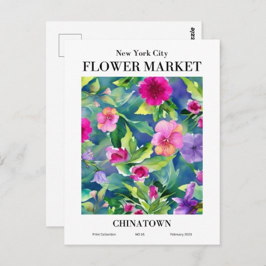 New York Blume Market, Chinatown Postcard Postkarte (Vorne/Hinten)