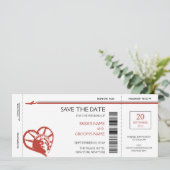 New York Boarding Pass Save the Date Einladungen (Stehend Vorderseite)