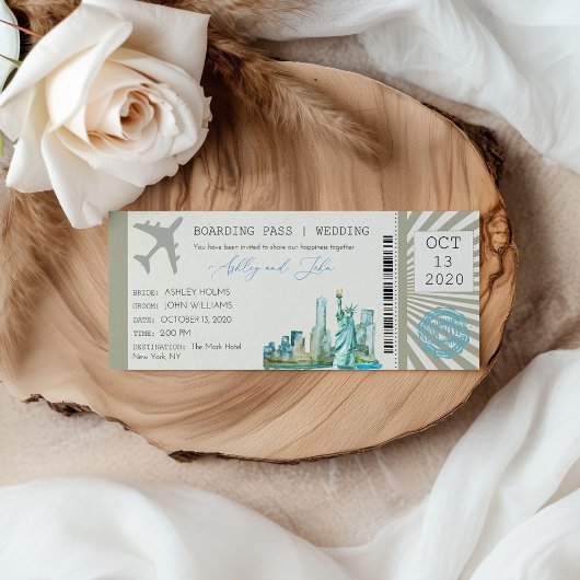 New York Boarding Pass Ticket Hochzeit Einladung