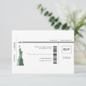 New York Boarding Pass Wedding RSVP (Stehend Vorderseite)