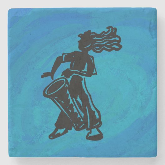 New York Boogie Nights Drum Blue Steinuntersetzer (Vorderseite)