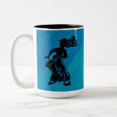 New York Boogie Nights Drum Blue Zweifarbige Tasse (Links)
