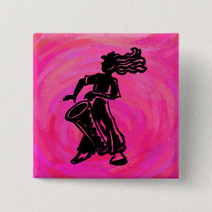 New York Boogie Nights Drum Hot Pink Button