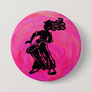 New York Boogie Nights Drum Hot Pink Button