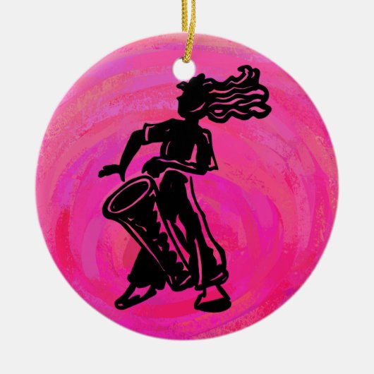 New York Boogie Nights Drum Hot Pink Keramikornament (Vorne)