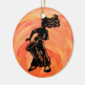 New York Boogie Nights Drum Orange Keramik Ornament (Links)