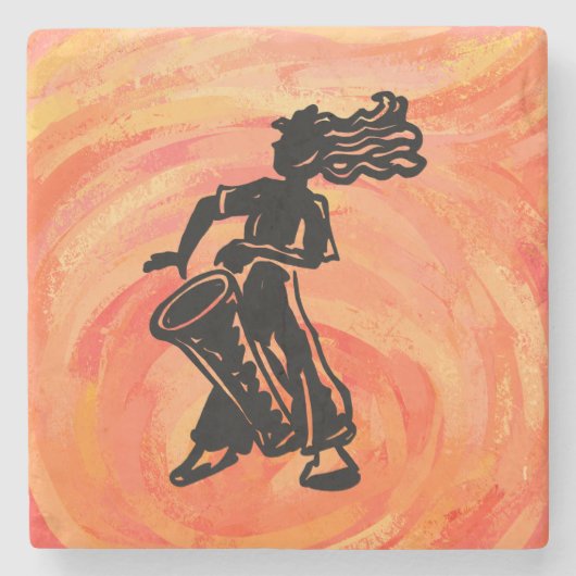 New York Boogie Nights Drum Orange Steinuntersetzer (Vorderseite)