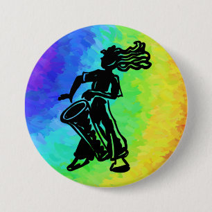 New York Boogie Nights Drum Rainbow Button