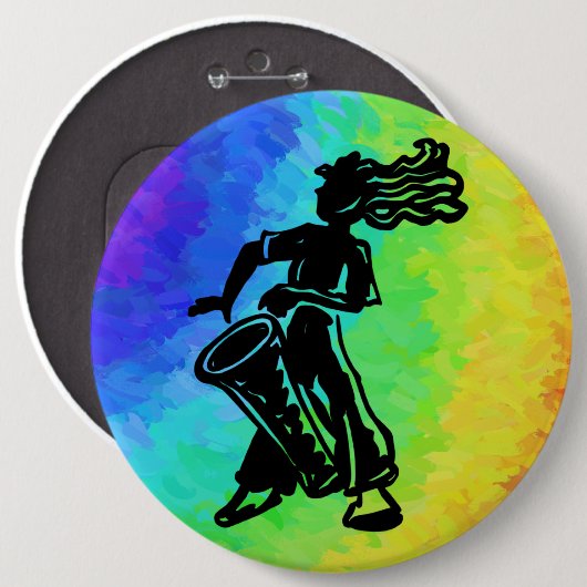 New York Boogie Nights Drum Rainbow Button (Vorne & Hinten)