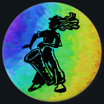 New York Boogie Nights Drum Rainbow Button<br><div class="desc">Der New York Boogie Nights Drum Player in der Silhouette eignet sich perfekt für alle, die Lieben haben, zum Takt ihrer eigenen Trommel zu tanzen. Unser Design stammt aus unserer New York Boogie Nights Art und zeigt eine junge Dame, die in dramatischer Silhouette eine Trommel spielt. Ideal für alle Musikliebhaber...</div>
