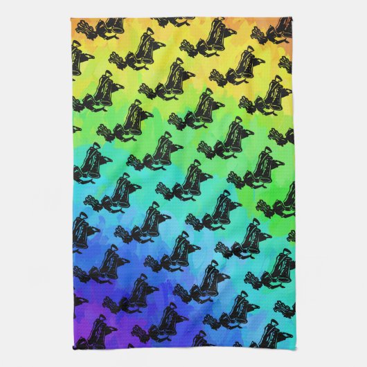 New York Boogie Nights Drum Rainbow Geschirrtuch (Vertikal)