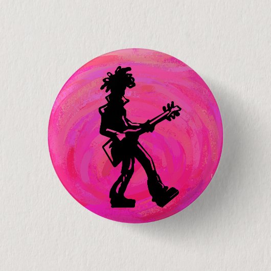 New York Boogie Nights Gitarre Hot Pink Button (Vorderseite)