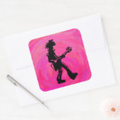 New York Boogie Nights Gitarre Hot Pink Quadratischer Aufkleber (Umschlag)
