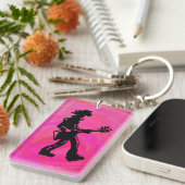 New York Boogie Nights Gitarre Hot Pink Schlüsselanhänger (Vorderseite rechts)