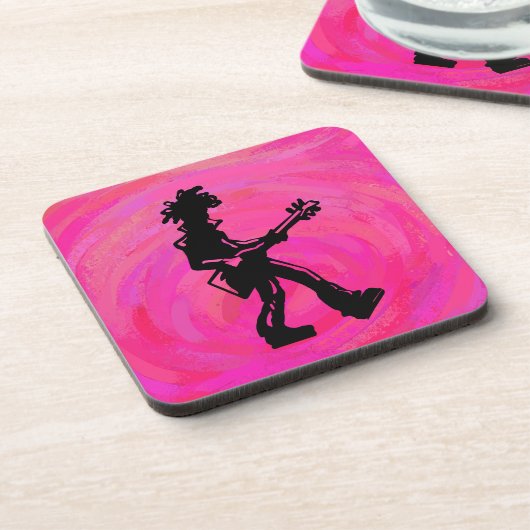 New York Boogie Nights Gitarre Hot Pink Untersetzer (Linke Seite)