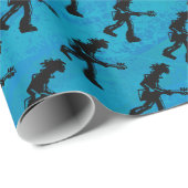 New York Boogie Nights Guitar Blue Geschenkpapier (Rolleneckpunkt)