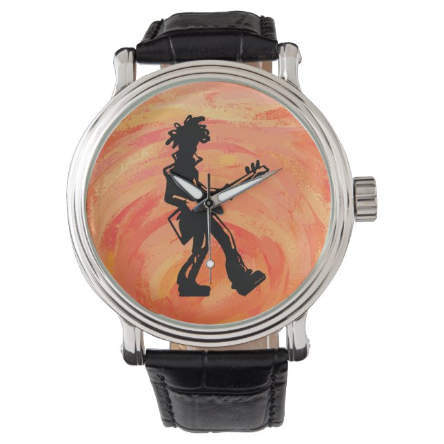 New York Boogie Nights Guitar Orange Armbanduhr (Vorderseite)