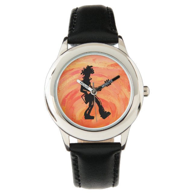 New York Boogie Nights Guitar Orange Armbanduhr (Vorderseite)