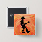 New York Boogie Nights Guitar Orange Button (Vorne & Hinten)